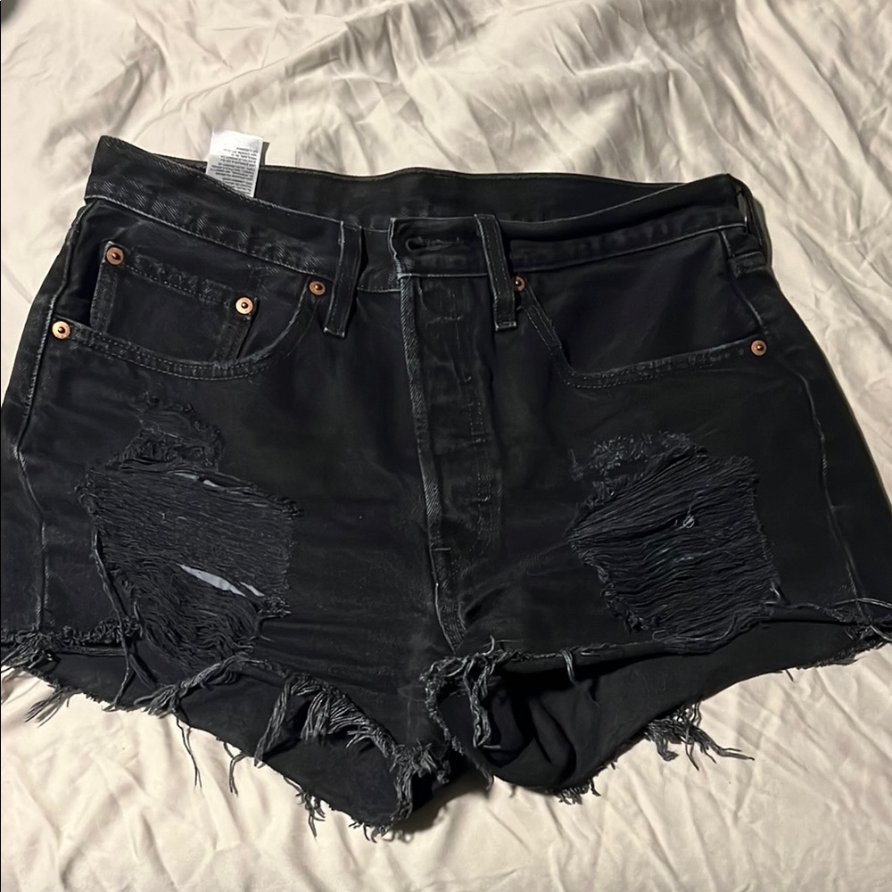 Black Distressed Women's Shorts